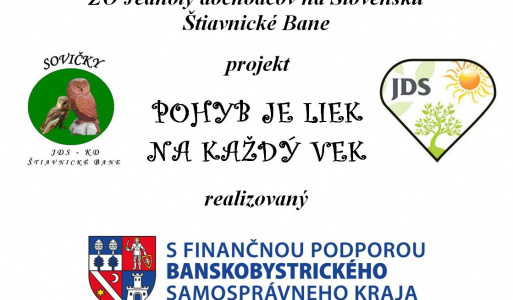 29.9.2023 POHYB JE LIEK NA KAŽDÝ VEK – otvorenie ihriska. 29.9.2023 POHYB JE LIEK NA KAŽDÝ VEK – otvorenie ihriska. Sme veľmi radi za podporu BBSK a obce Štiavnické Bane, vďaka ktorým sa projekt podarilo zrealizovať. Vážime si aj osobnú účasť podpredsedu BBSK a poslanca B. Štiavnice Mikuláša Pála a starostu obce Stanislava Neuschla a ich podporu aktivitám JDS. Naše družstvo posilnili ďalšie aktívne členky, Danka, Evka a zapojili sa do prípravy. Deti prišli v krásnych tričkách, preto sme sa hneď museli spolu odfotiť. Potom boli deti rozdelené do 4 skupín (4-5 v skupine) a mali nasledovné športové činnosti, kde sa vystriedali na všetkých stanovištiach: 1.	kop do brány 2.	hod na cieľ 3.	petang 4.	prenos loptičky na rakete (tenisovej, bedmintonovej) – toto bola najťažšia disciplína. Potom sa deti rozdelili na  2 skupiny a prehadzovali volejbalovú, futbalovú a basketbalovú loptu ponad sieť. Potešil nás aj záujem detí o basket.  Na záver sme odmenili deti nádherným čokoládovým srdiečkom, ktoré z lásky upiekla, ozdobila a zabalila Anna Kútniková. Pani učiteľke Nadi Sámel Dobrovičovej sme tiež pre škôlku odovzdali kalendáre na rok 2024 so športovou tematikou. Prežili sme krásny deň aj s deťmi a urobili niečo pre naše zdravie. Tešíme sa na ďalšie športové aktivity.