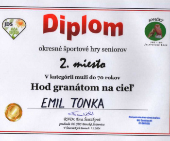 7.6.2024 Okresné športové hry seniorov - výsledky.