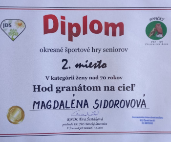7.6.2024 Okresné športové hry seniorov - výsledky.