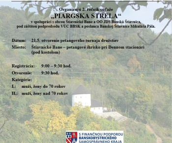 21.5.2025 PIARGSKA STRELA - Pozvánka na petangový turnaj družstiev.